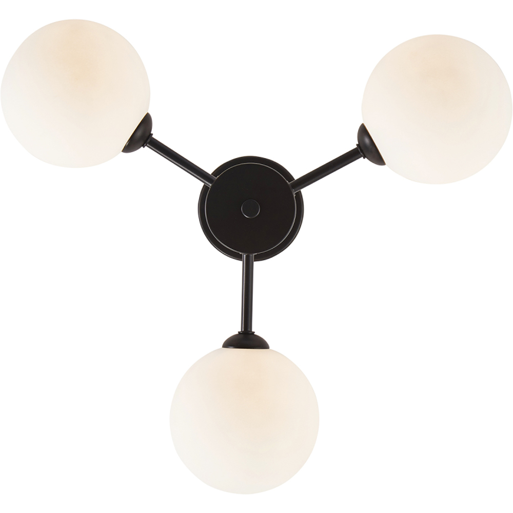 Contemporary Matte Black Ceiling Light with Opal White Globe Glass Shade Image 3