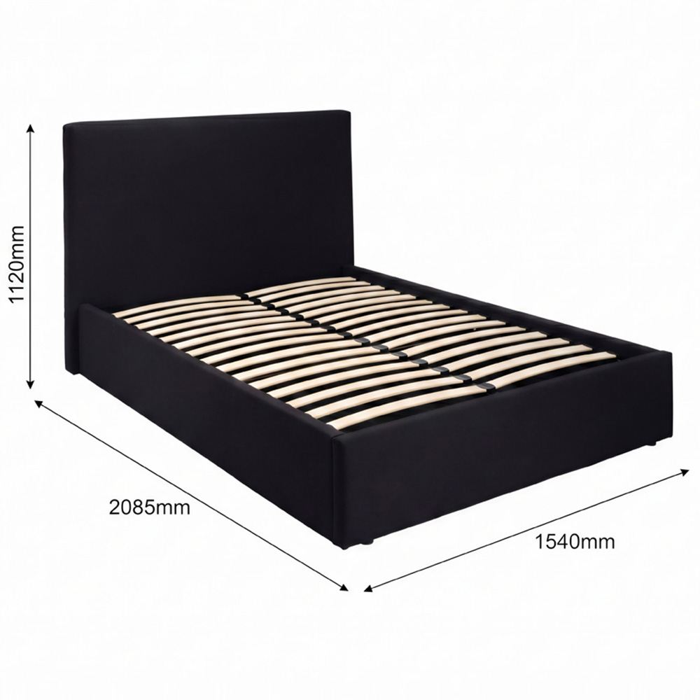 LPD Home Wilder Onyx Double Houseweave Fabric Ottoman Bed with Square Headboard Image 6