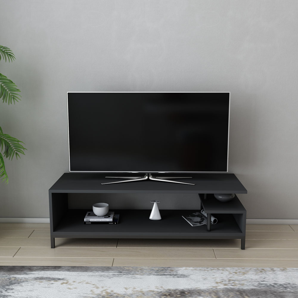 Decorotika Reilly 2 Shelf Black and Anthracite TV Unit Image 5
