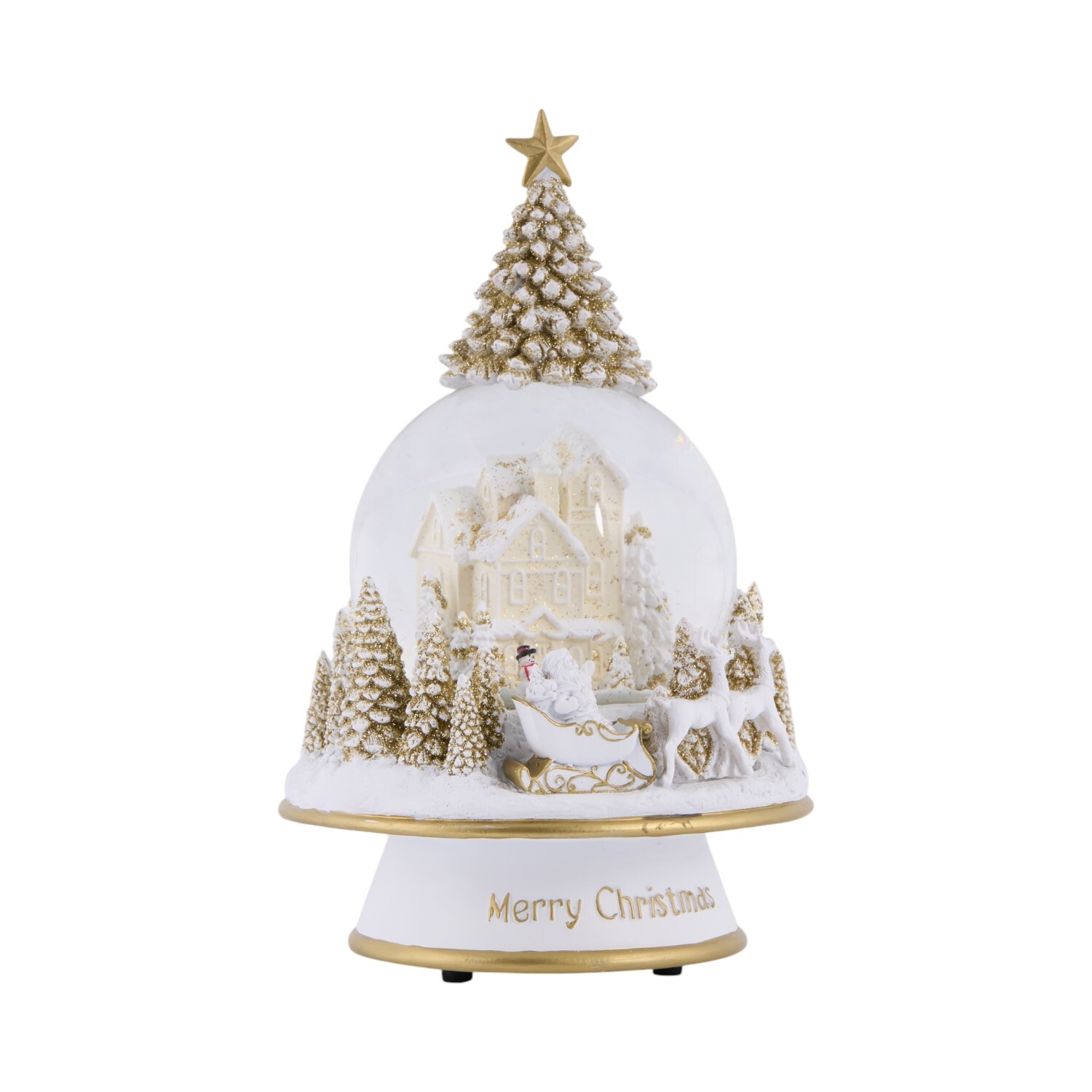 Musical Winter Scene Snow GlobeWhite and Gold Image 4