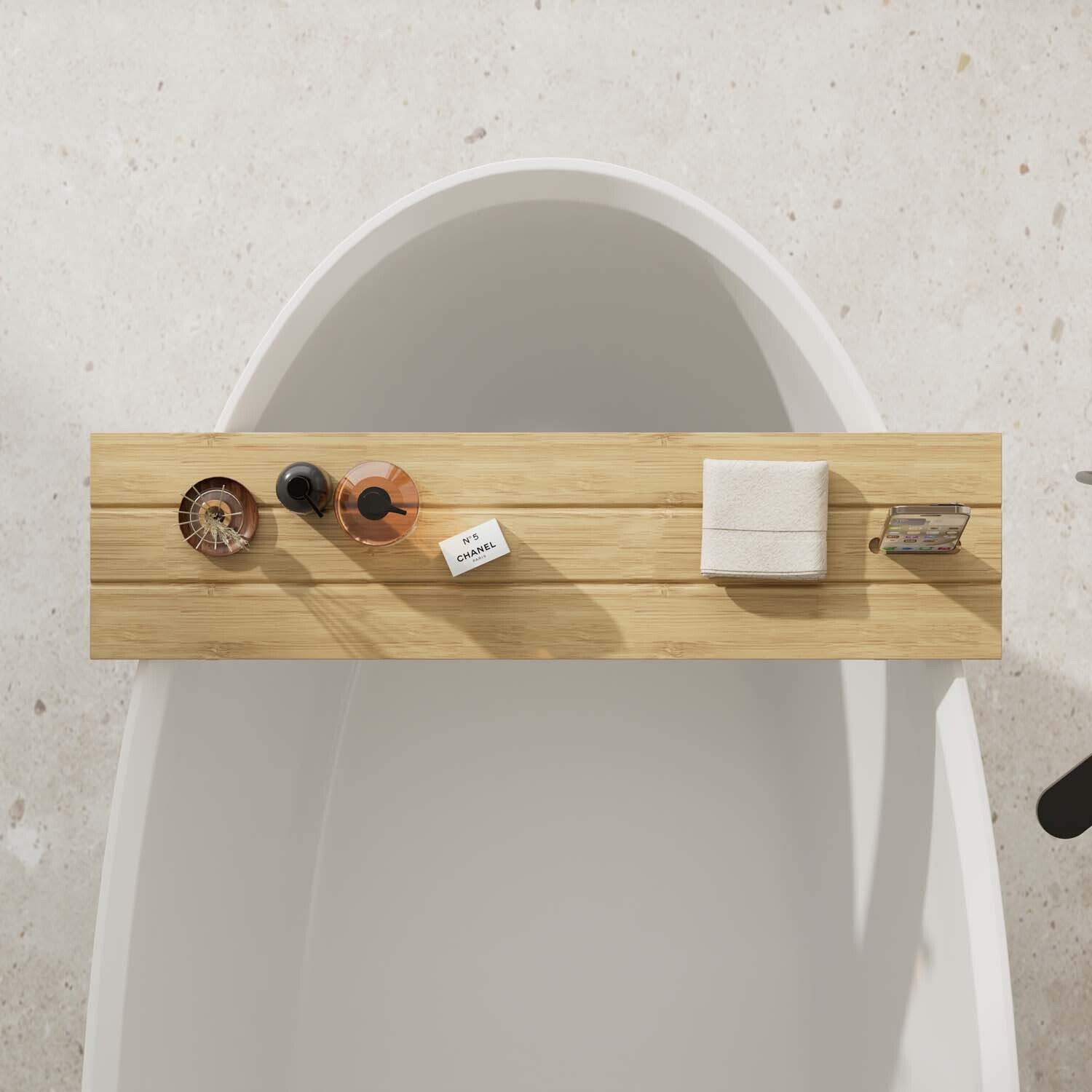 Bamboo Bath Bridge with Phone Slot Natural Image 4