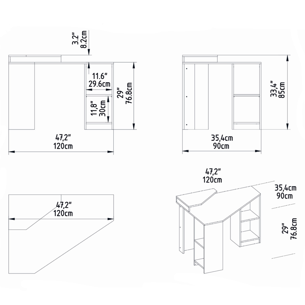 Decorotika Floating 4 Shelf Corner Computer Desk Walnut Image 5