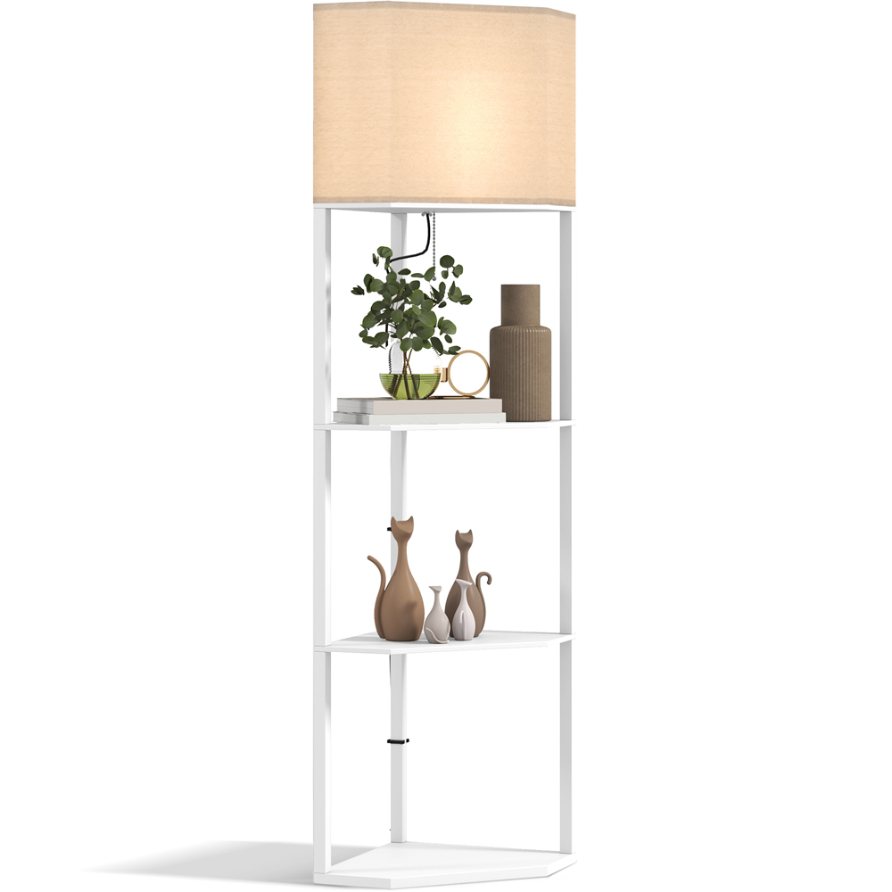 Portland 3 Shelf White Corner Floor Lamp Image 3