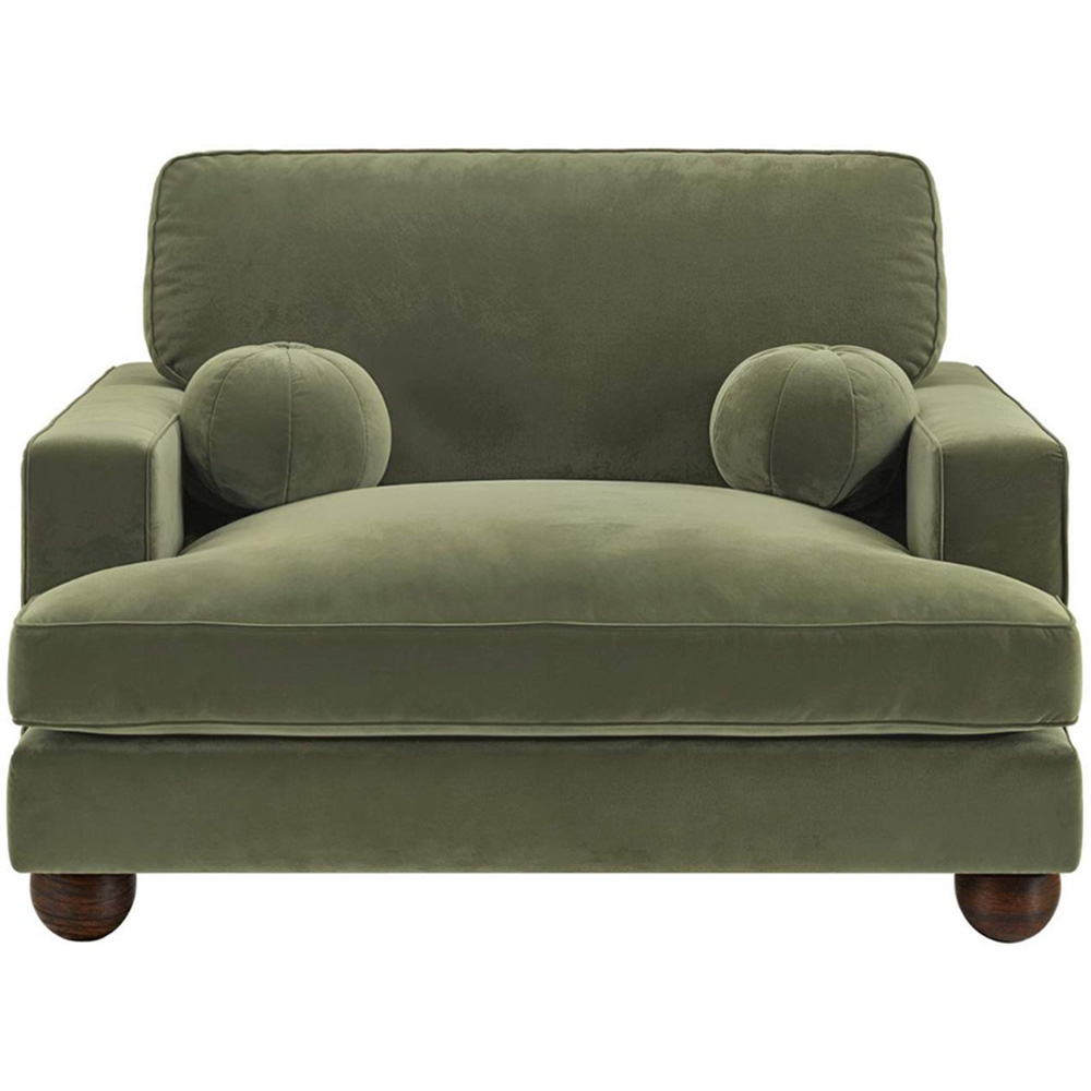Solace+Co Addison Khaki Green Velvet Loveseat Sofa Image 2