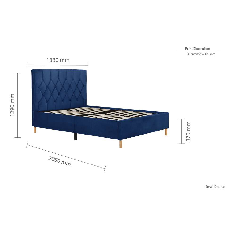 Loxley Small Double Blue Fabric Bed Image 9