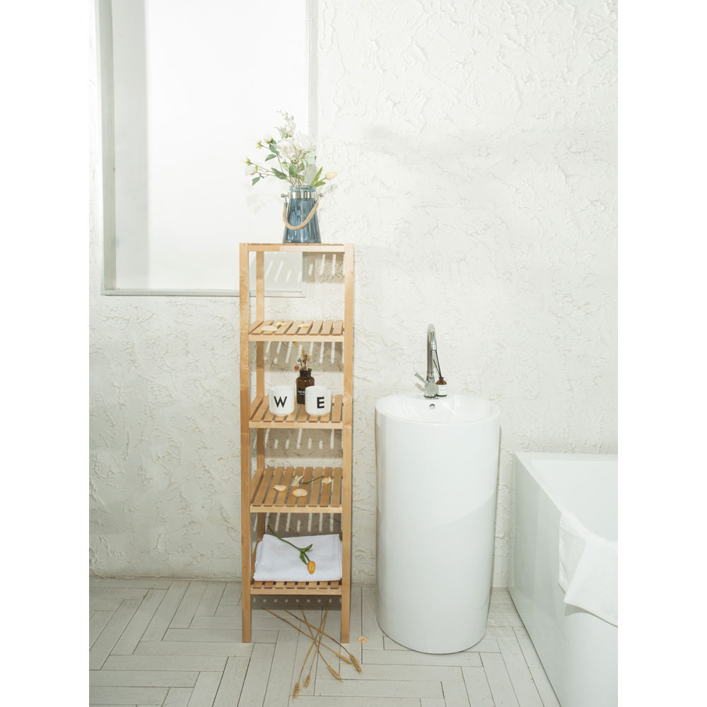 FurnitureHMD 4 Shelf Natural Birch Wood Bookcase Image 5