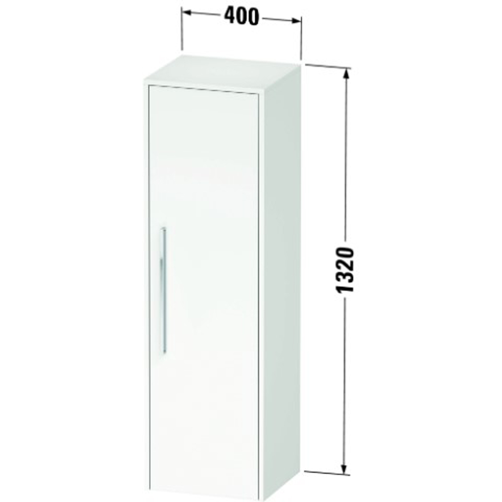 Duravit D-Code Single Left Door Gloss White Semi-Tall Cabinet 1320 x 400mm Image 3