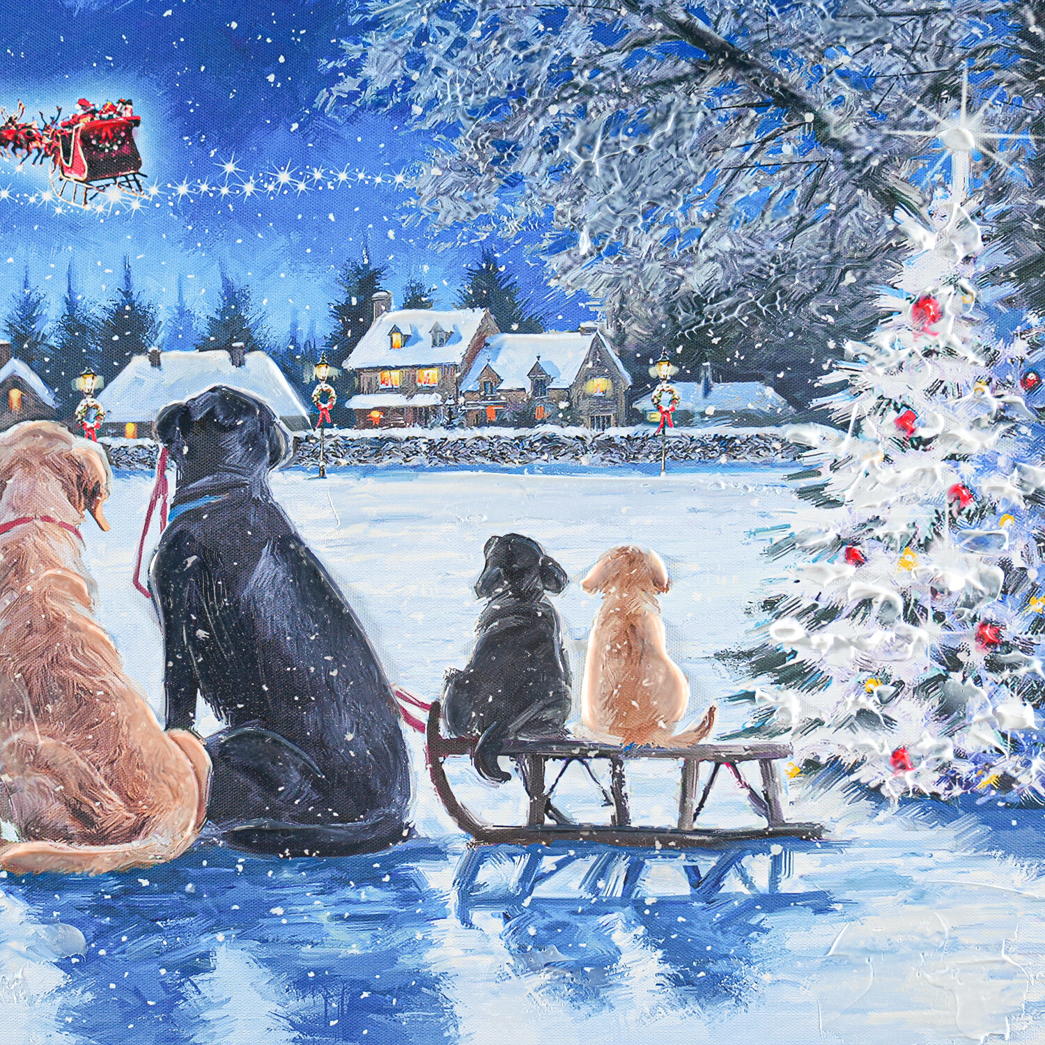 Macneil Snowy Dogs Spotting Santa Canvas Image 5