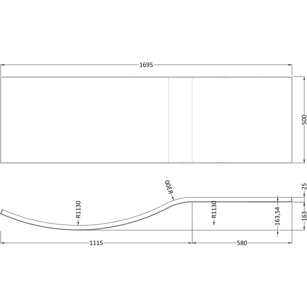 nuie White B Shaped Front Panel 1700mm Image 2