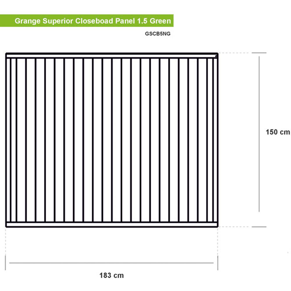 Shire Grange Superior Closeboad 5 x 6ft Green Vertical Fence Panel Image 9