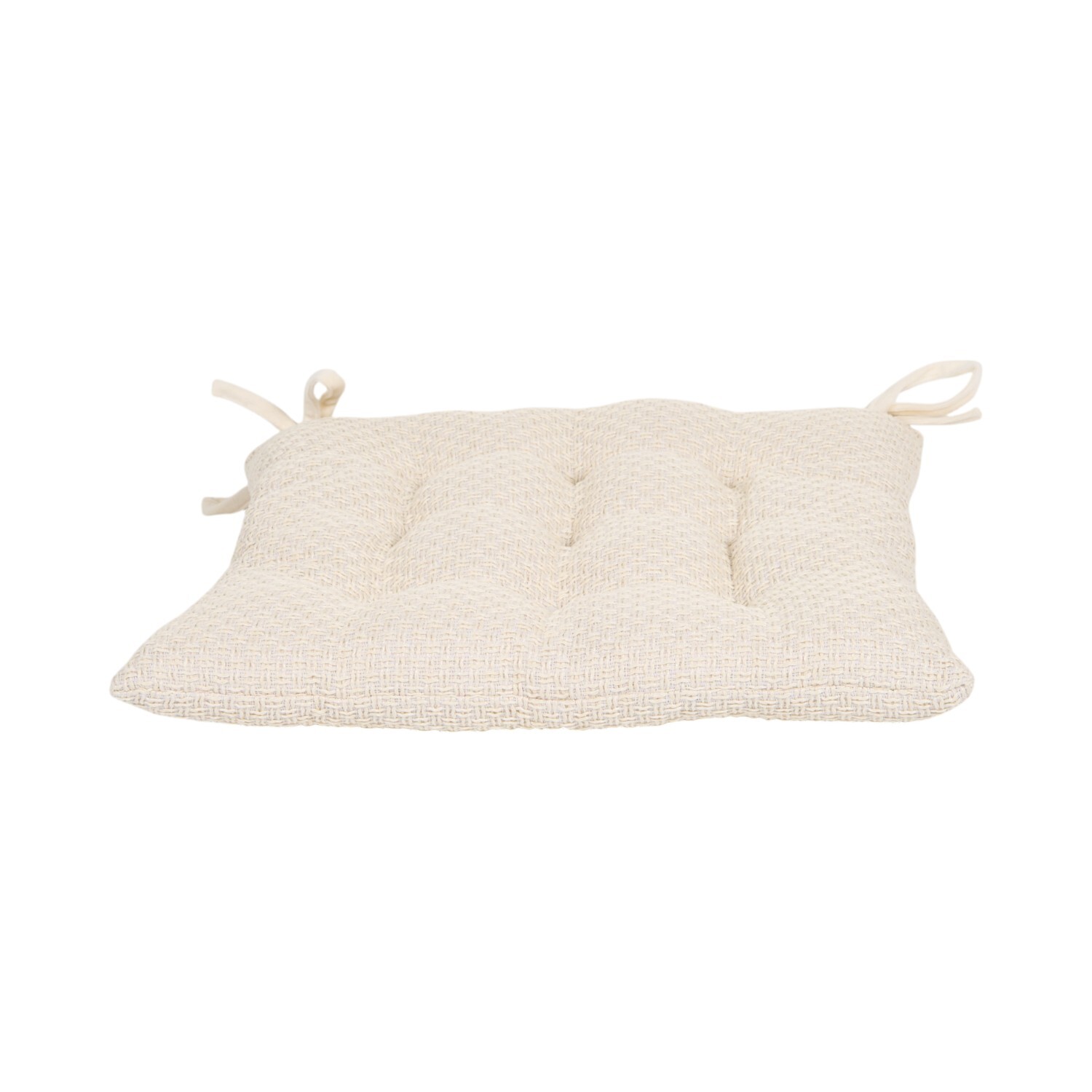 Plush Woven Seat Pad Cream and White Image 6