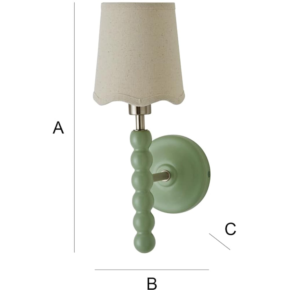 ValueLights Scallop Shade Sage Green Bobbin LED Wall Light with Bulb Image 6