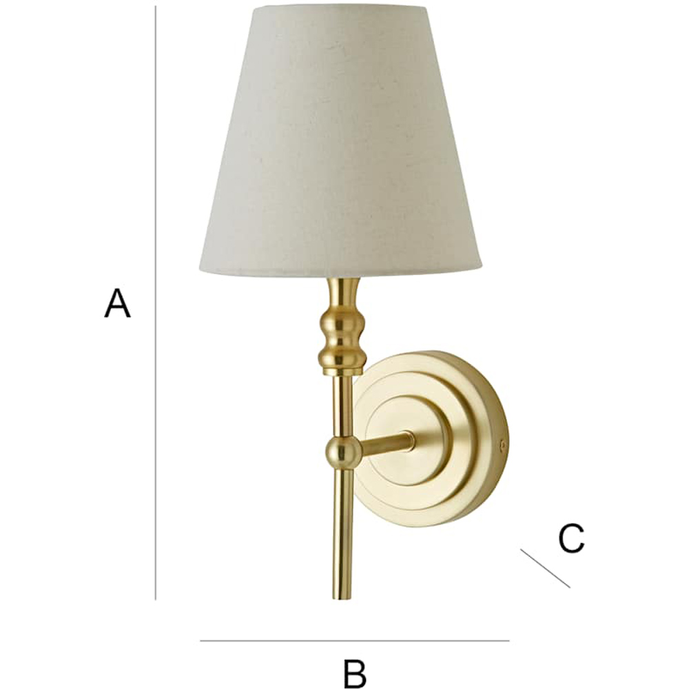 ValueLights Maggie Linen Shade Brushed Gold Candlestick LED Wall Light with Bulb Image 7