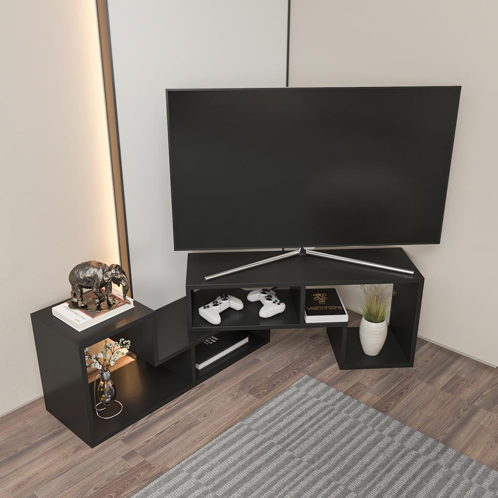 Decorotika Cubicco Black Adjustable TV Unit Image 3