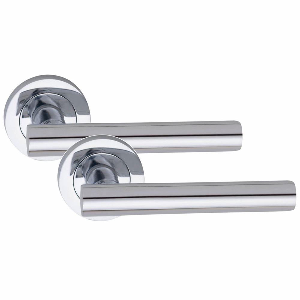 Golden Grace Polished Chrome Straight T-Bar Door Handle Pair with Spindle and Fixing 4 Pack Image 2