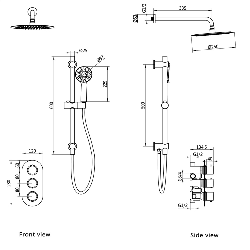 Bathstore Azure Brushed Brass Thermostatic Shower Valve Kit Image 7