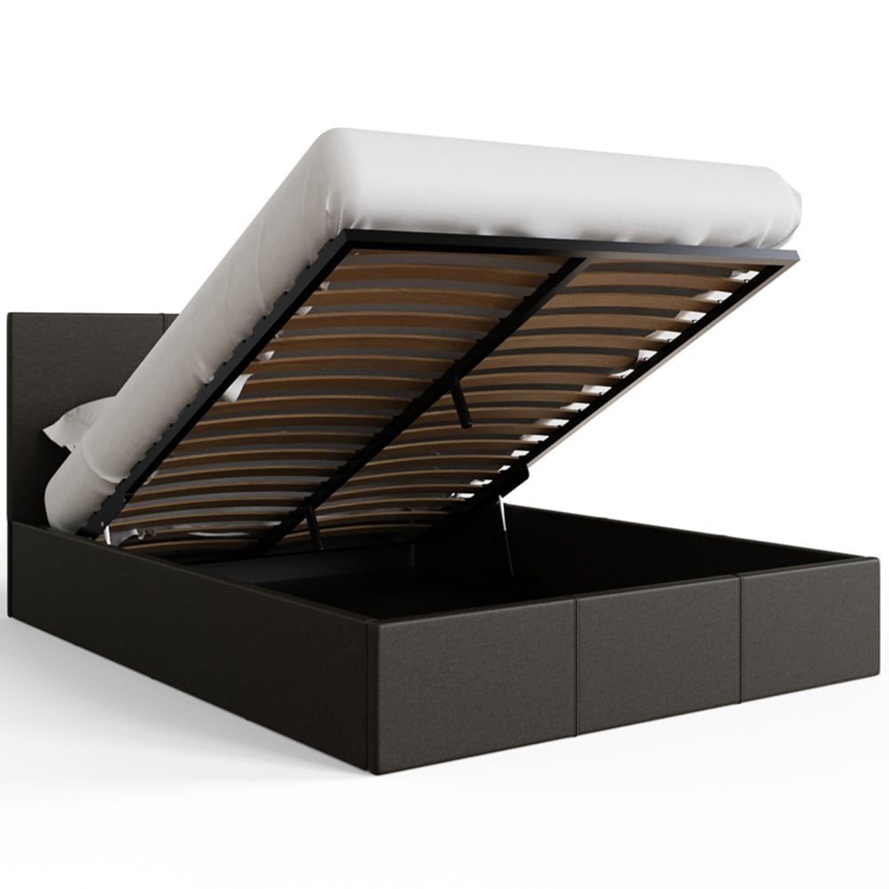 GFW King Size Grey Hopsack Fabric End Lift Ottoman Bed with Bonnell Mattress Image 4