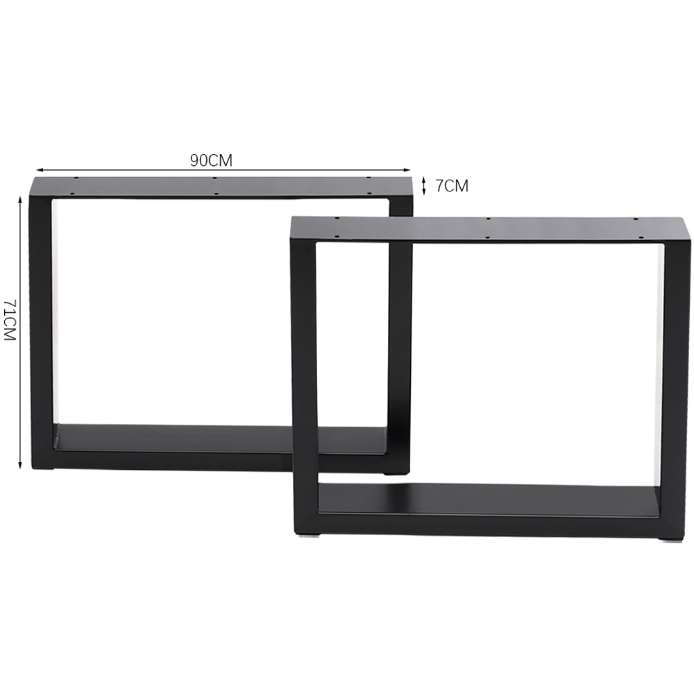 Living and Home 2 Pack Black Industrial Rectangular Metal Table Leg 90 x 71cm Image 2