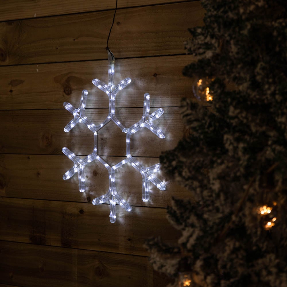 Samuel Alexander White LED Hanging Christmas Snowflake Rope Light 53cm Image 6
