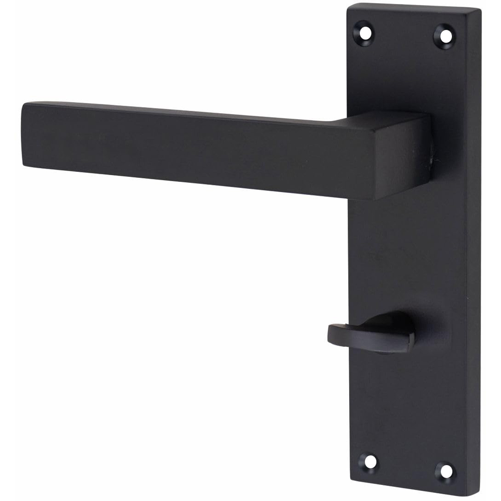 Golden Grace Matt Black Victorian Straight Delta Bathroom Door Handle with Hinge Image 3