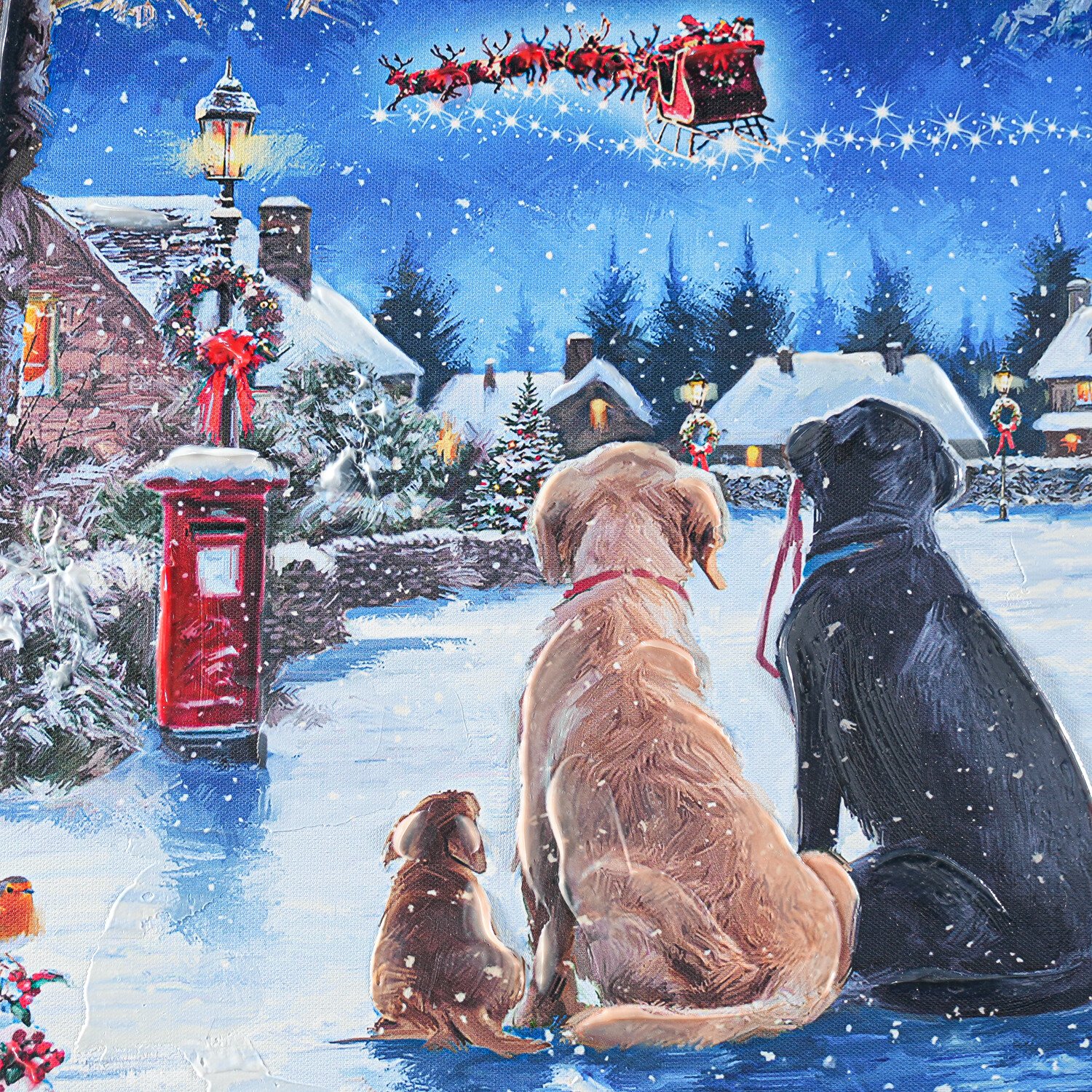 Macneil Snowy Dogs Spotting Santa Canvas Image 4