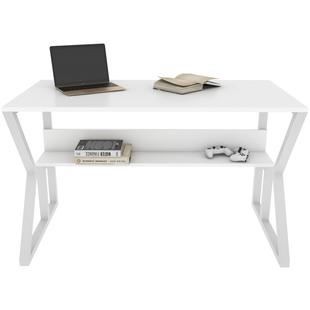 Decorotika Wake Single Shelf Computer Desk White Image 2