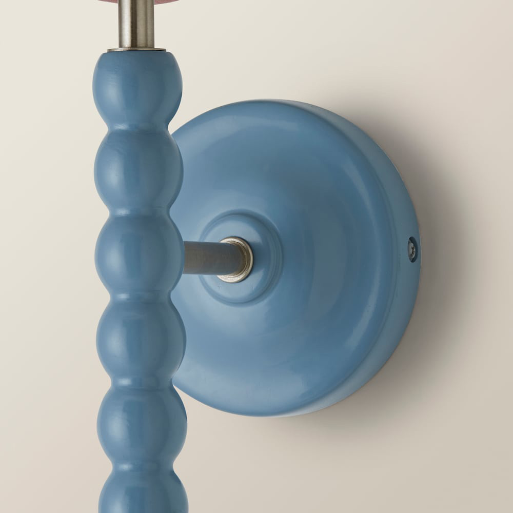 ValueLights Pink Trim Scallop Shade Blue Bobbin LED Wall Light with Bulb 2 Pack Image 6