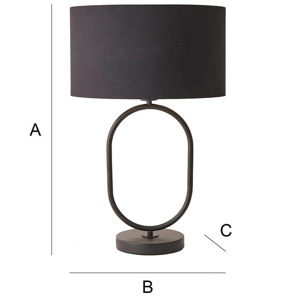 ValueLights Antonia Black with Gold Inner Drum Shade Matte Black Oval Table Lamp with Bulb Image 7