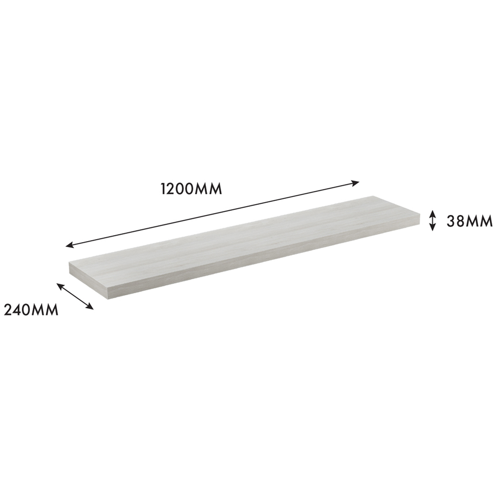 Homebase 120cm 2 Pack White Washed Oak Effect Floating Shelf Image 6