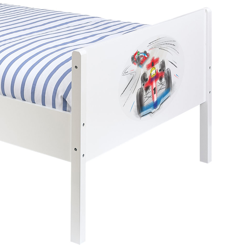 Liberty House Toys Single White Racing Cars Kids Bed Image 5