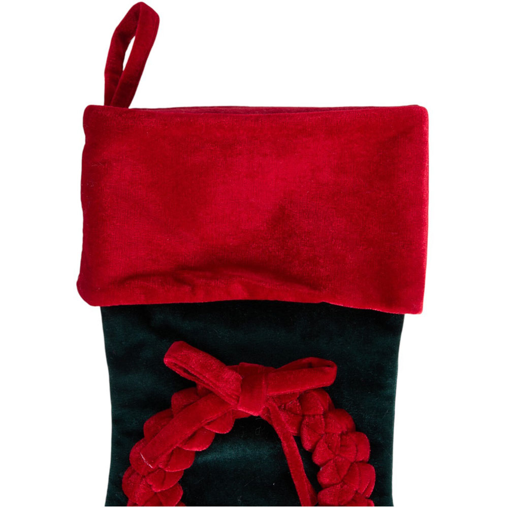 Traditional Wreath StockingRed and Green Image 5