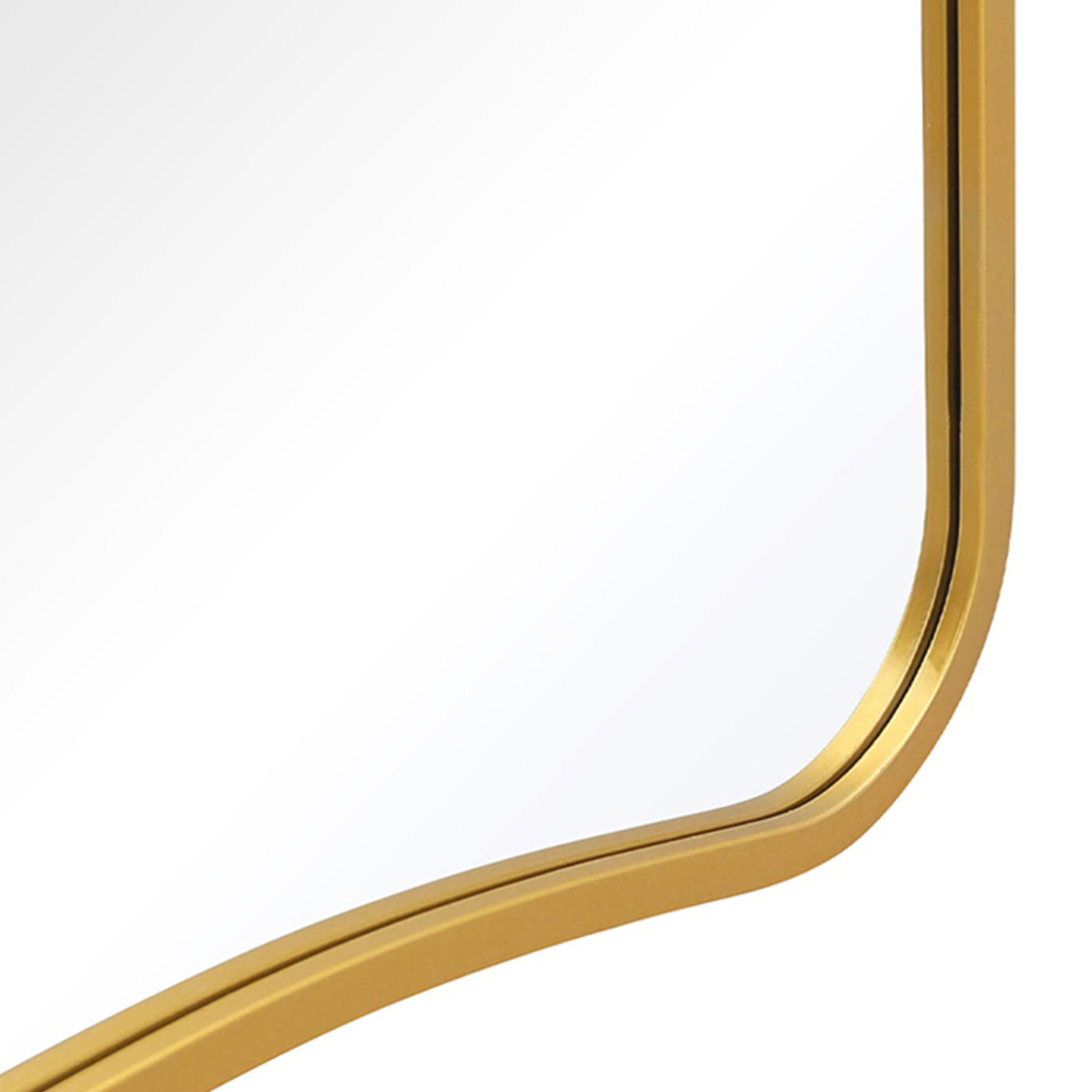 MirrorOutlet The Coartans Gold Metal Trapezoid Outdoor Garden Wall Mirror 180 x 85cm Image 6