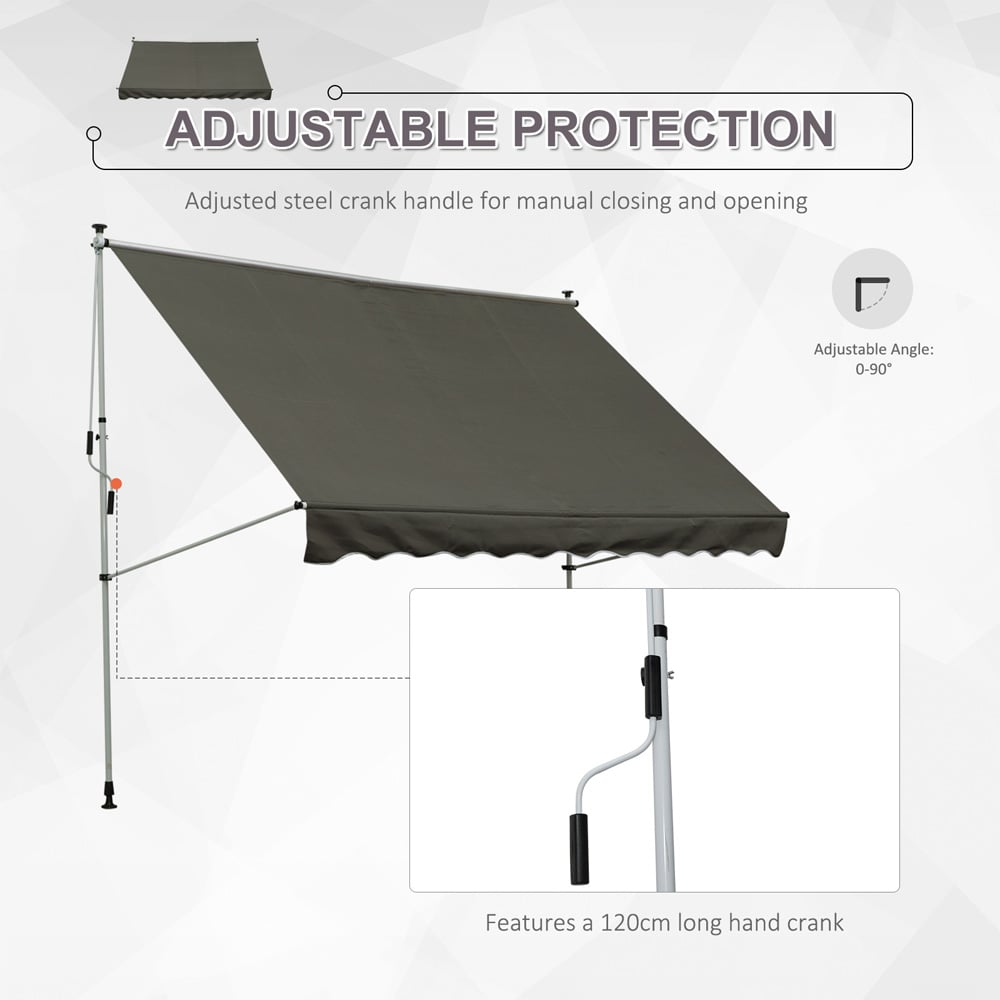 Outsunny Grey Aluminium Frame Manual Retractable Awning 3 x 1.5m  Image 5