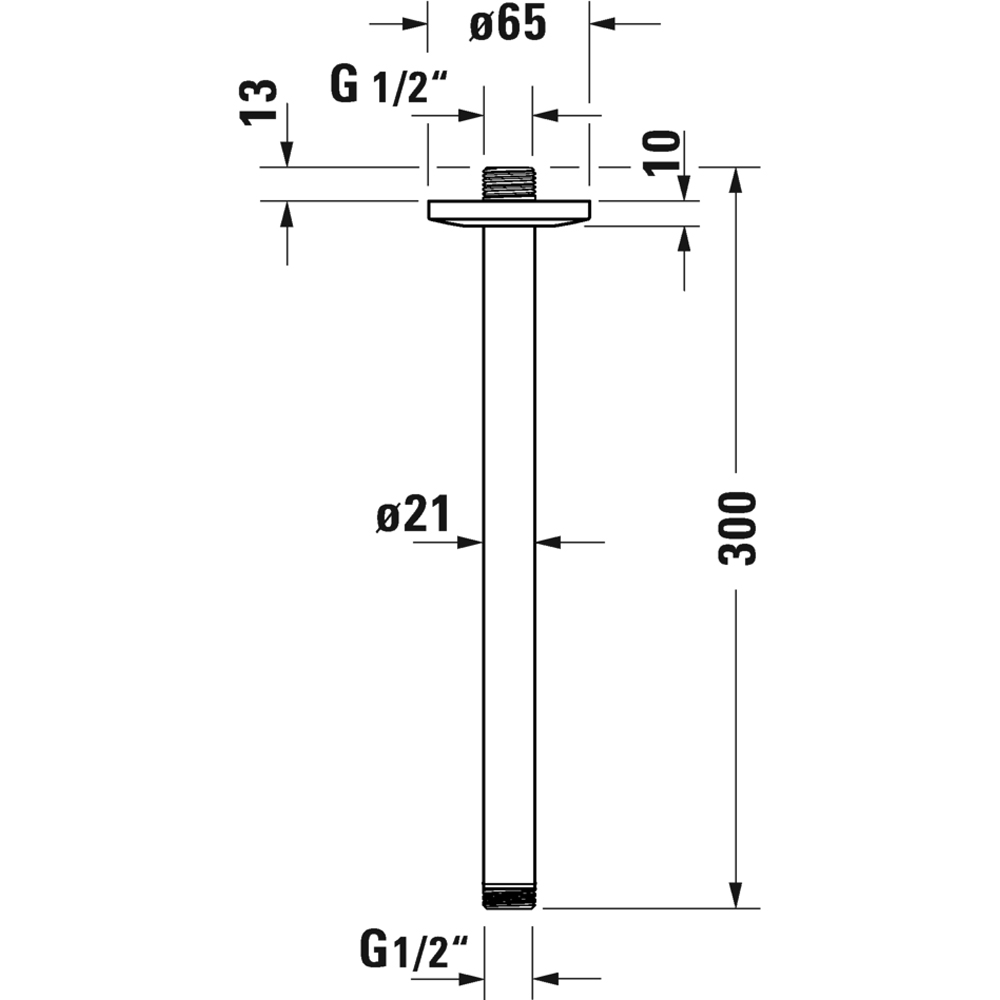 Duravit Black Ceiling Shower Arm 300mm Image 2