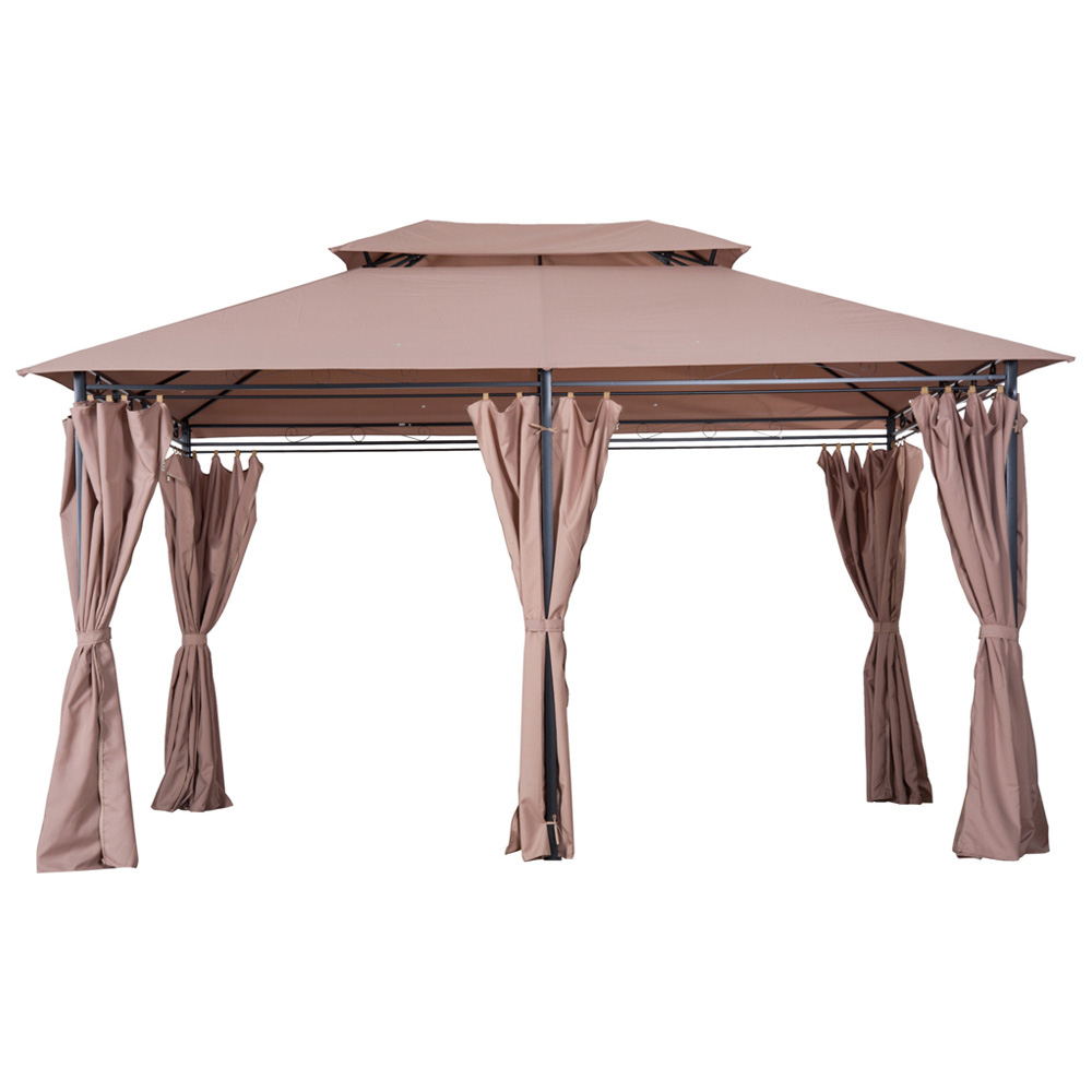 Gazebo Shelter Curtains 4m x 3m Brown Image 2