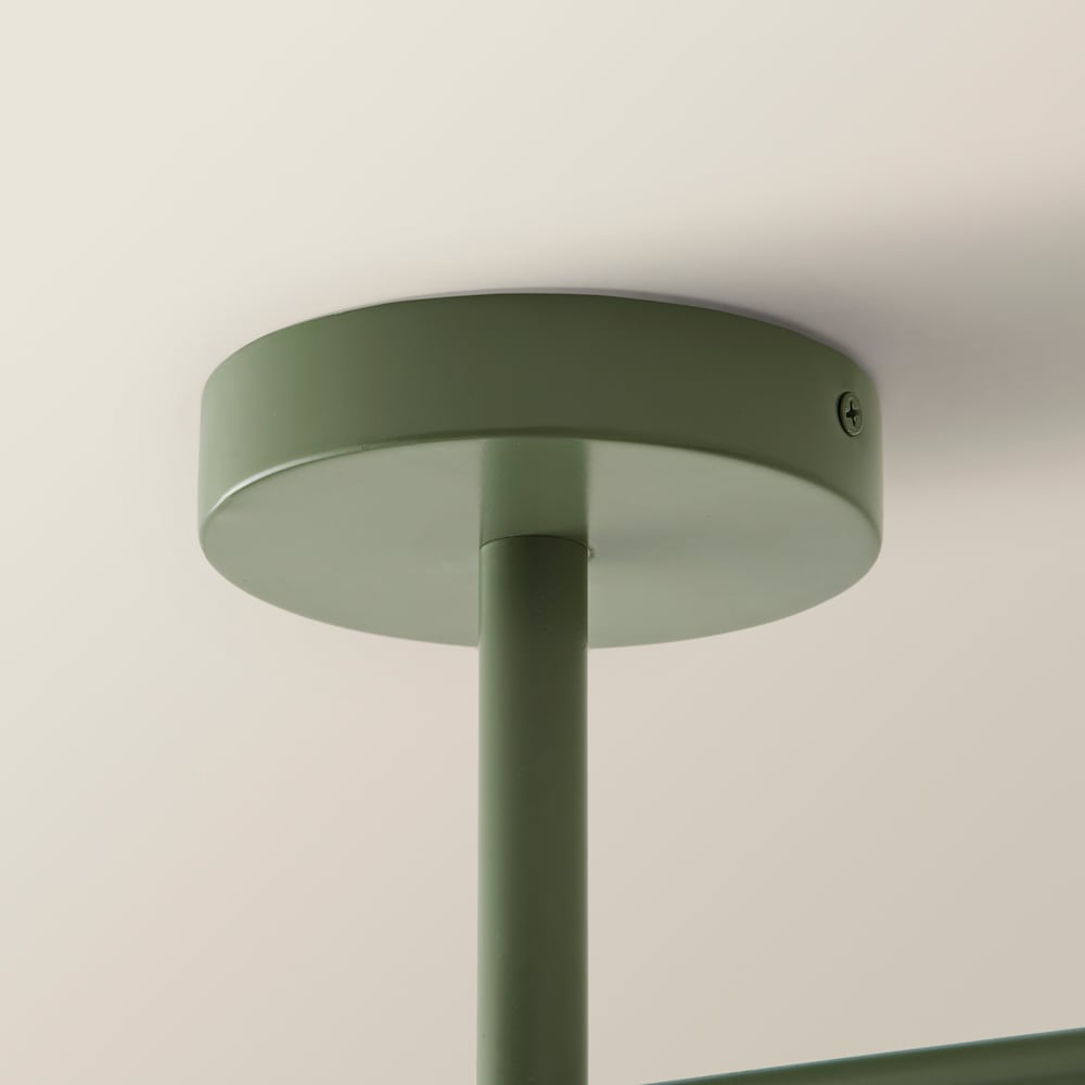 ValueLights Parker 3 Way Green and Walnut Ceiling Light and Bulbs Image 5