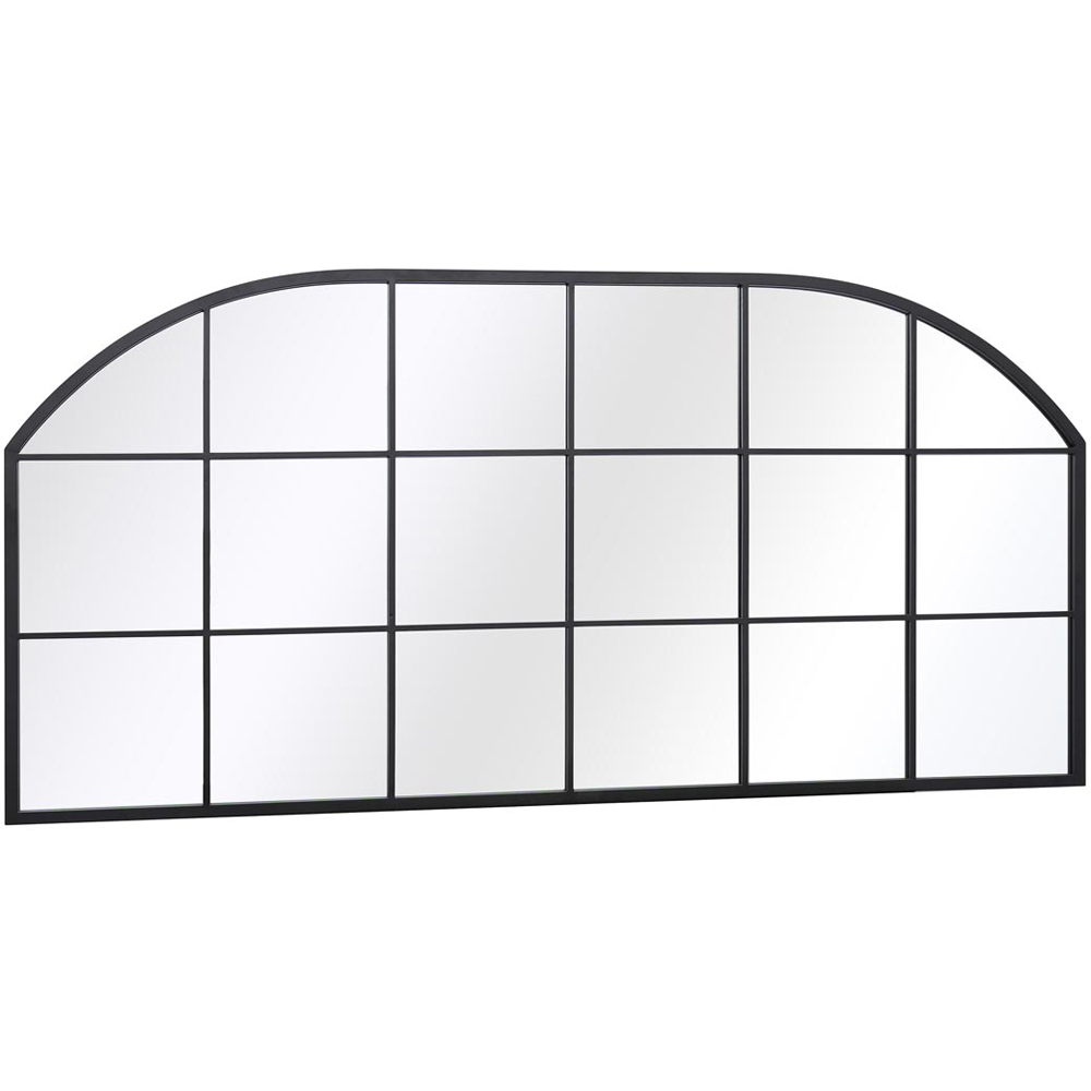 MirrorOutlet The Arcus Black Metal Arched Outdoor Window Garden Wall Mirror 174 x 85cm Image 3