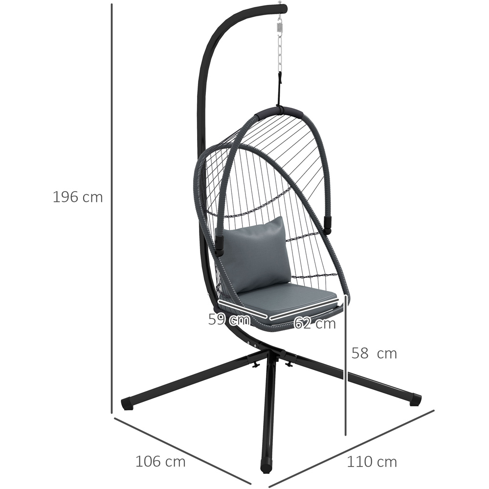 Outsunny Grey and Black PE Rattan Egg Chair with Cushions Image 8