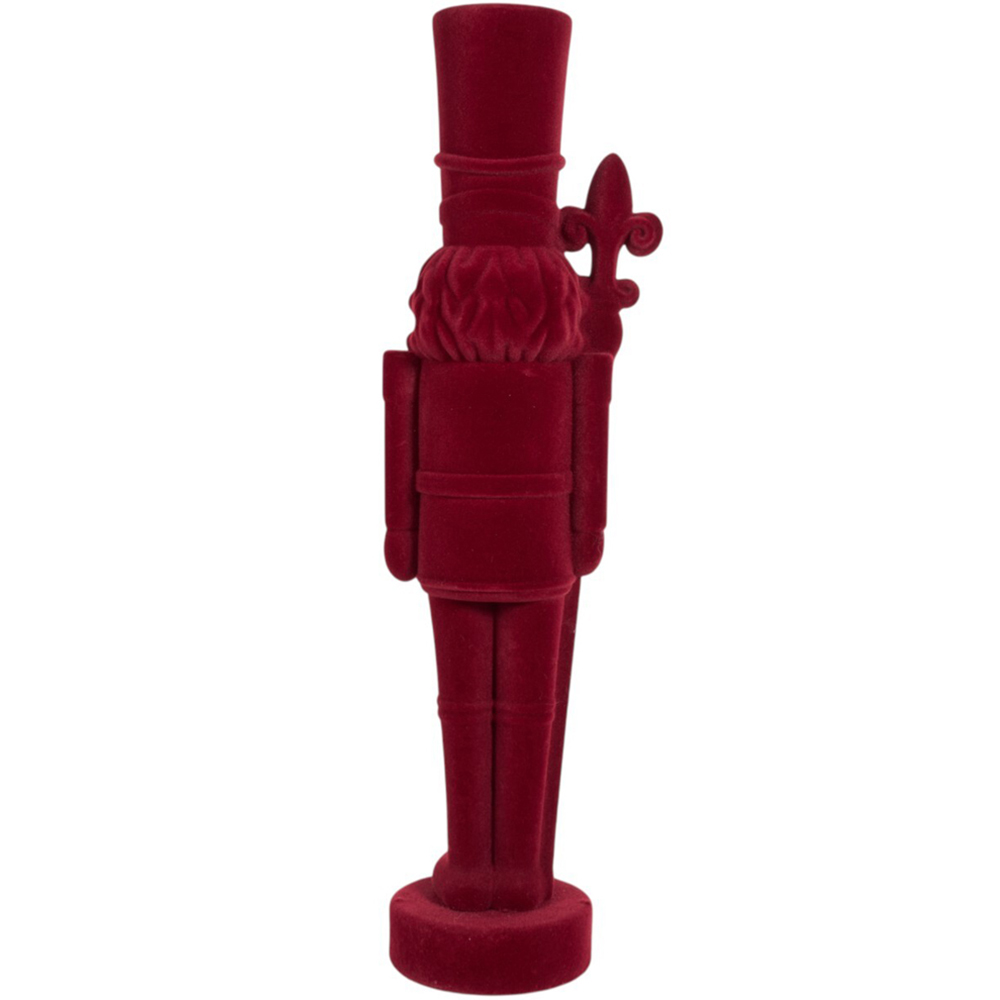 Flocked Nutcracker Standing Decoration - Burgundy Image 3