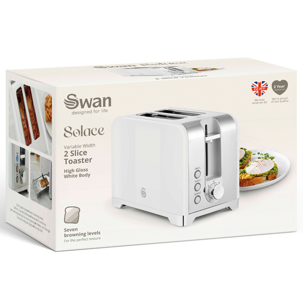 Swan Solace White 2 Slice Toaster Image 2