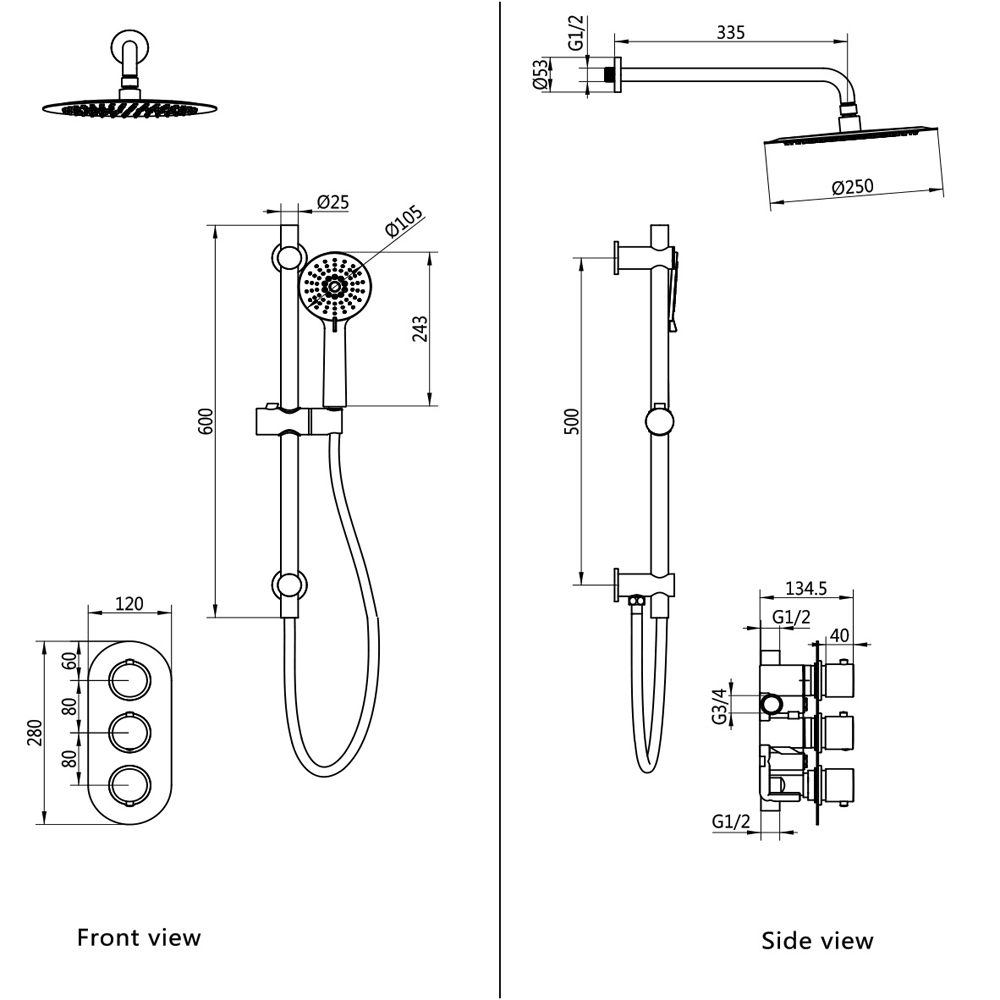 Bathstore Azure Chrome Thermostatic Shower Valve Kit Image 7