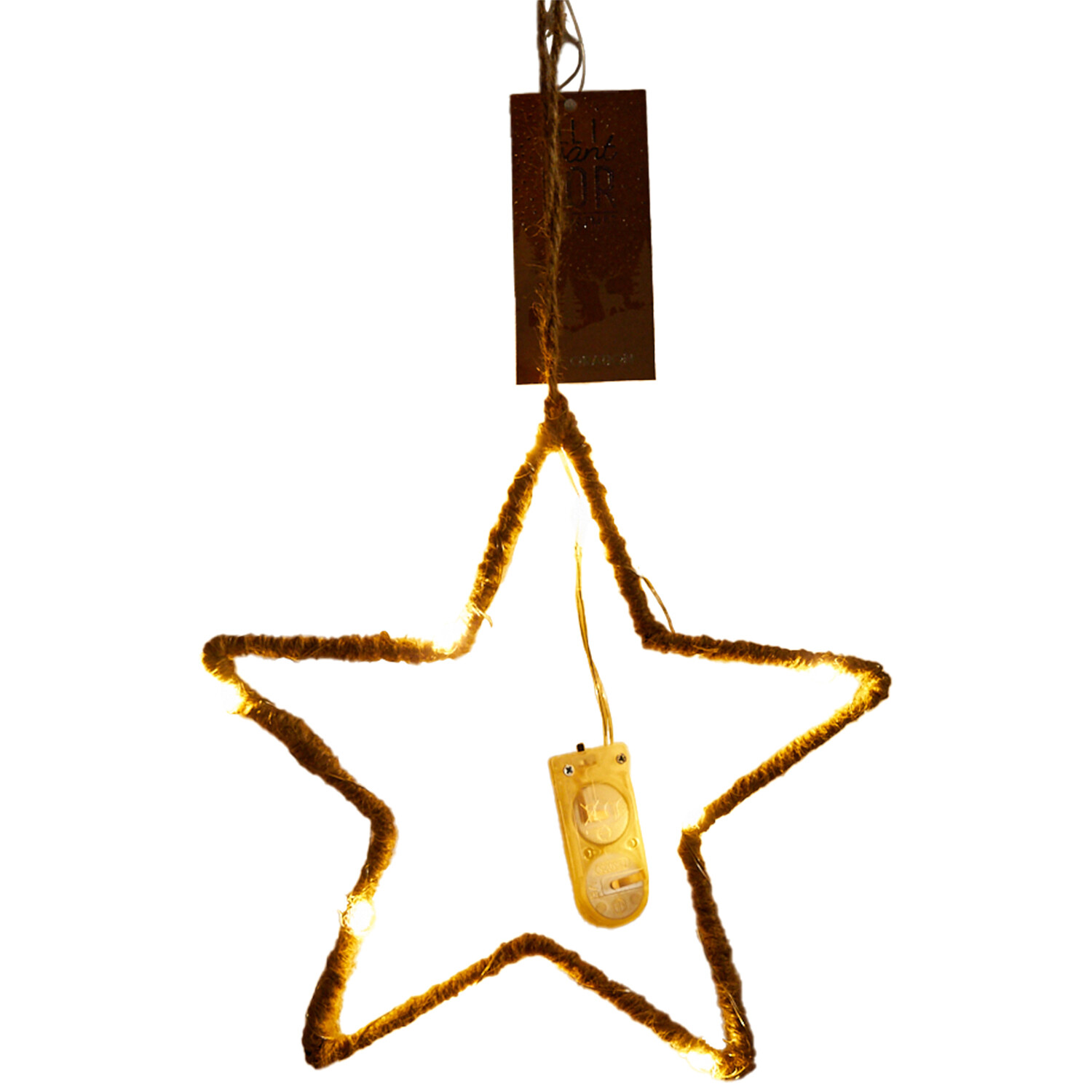 Rope Wrapped LED Star - Brown Image 3