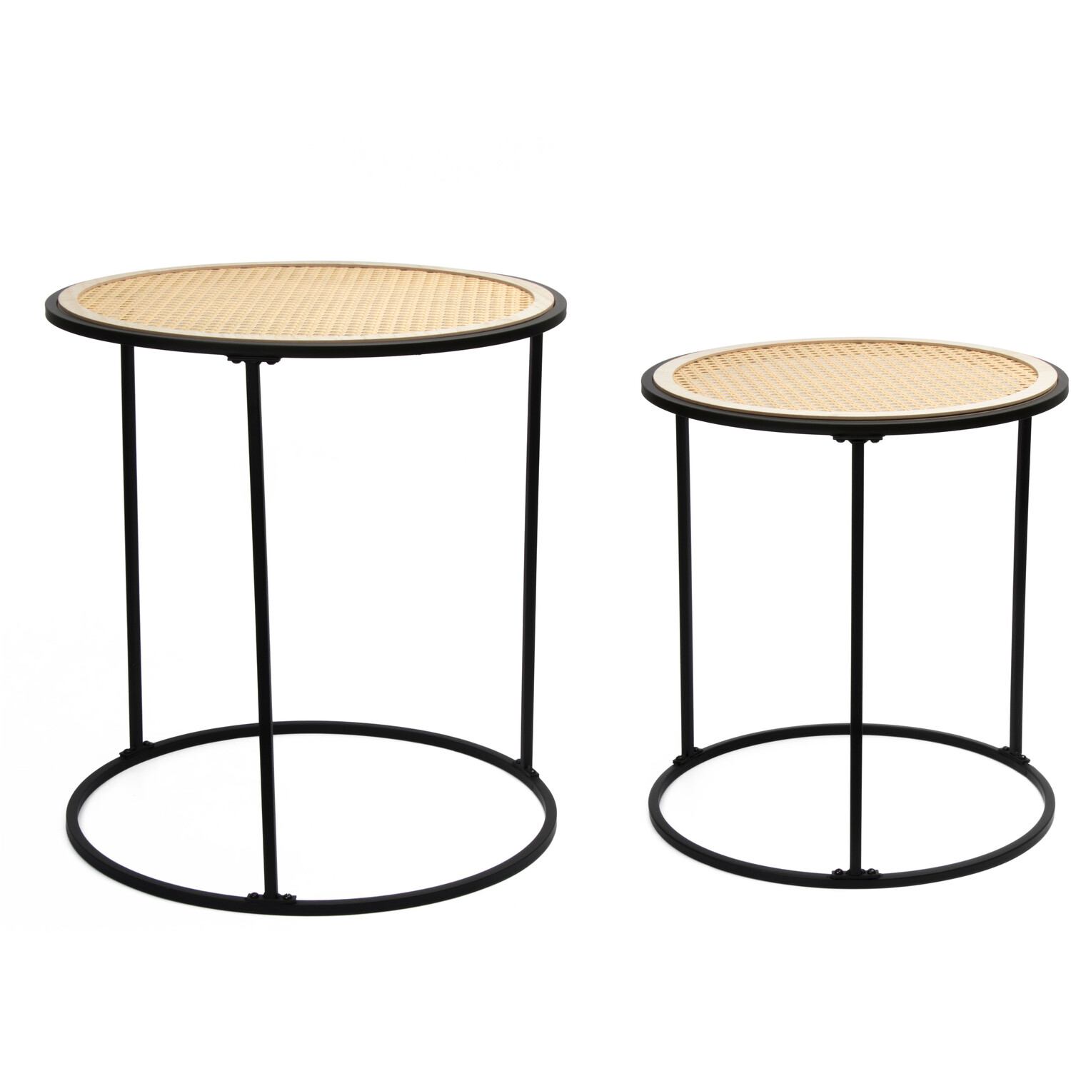 Set of 2 Rattan Side Table - Black Image 5
