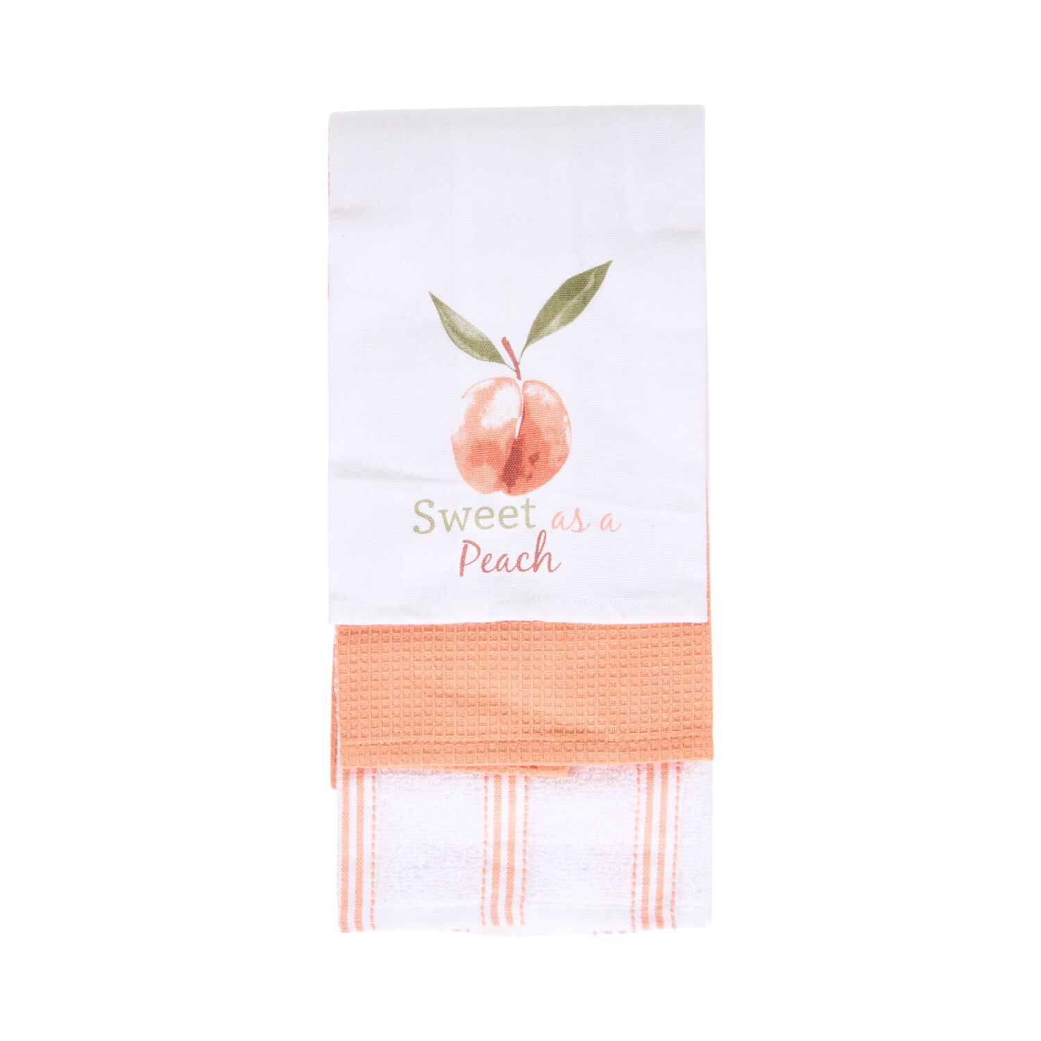 Pack of 3 Sweet Peach Tea Towels White and Peach Image 3