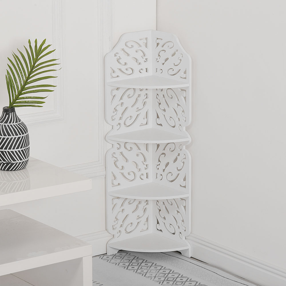 Living and Home Multi Tiered White Corner Plant Stand Image 6