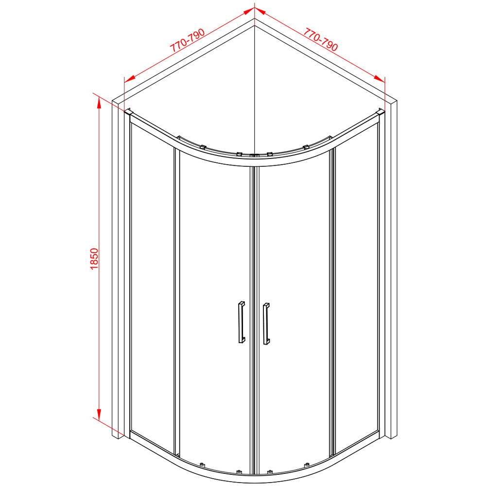 Bathstore Atlantis 2 Door Black Toughened Safety Glass Quadrant Shower Enclosure 800mm Image 5