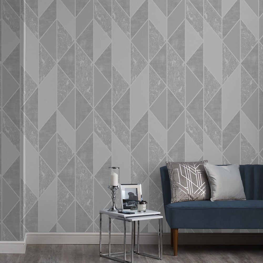 Superfresco Milan Geo Silver Wallpaper Image 3
