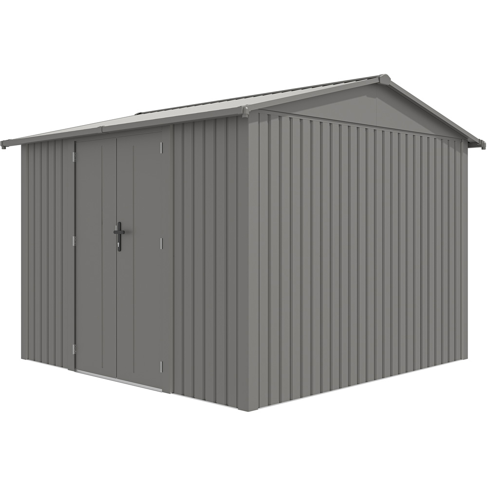 Rowlinson 10 x 10ft Grey Brentvale Premium Apex Metal Garden Shed Image 3