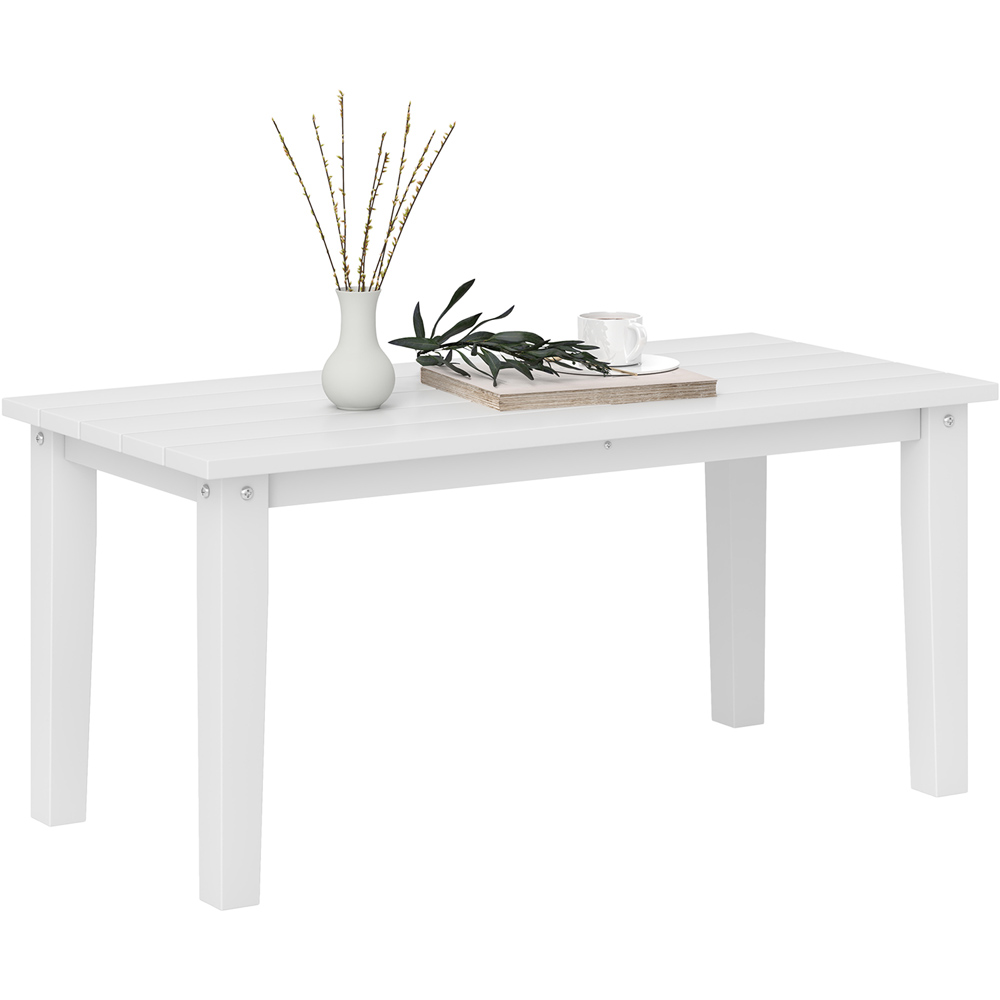 Outsunny White Rectangle Garden Coffee Table Image 2