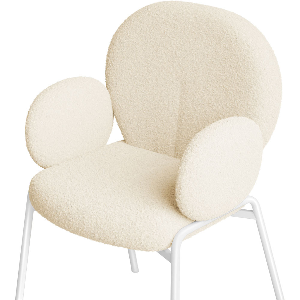 tectake Set of 6 Cream Boucle Padded Dining Chair Image 6